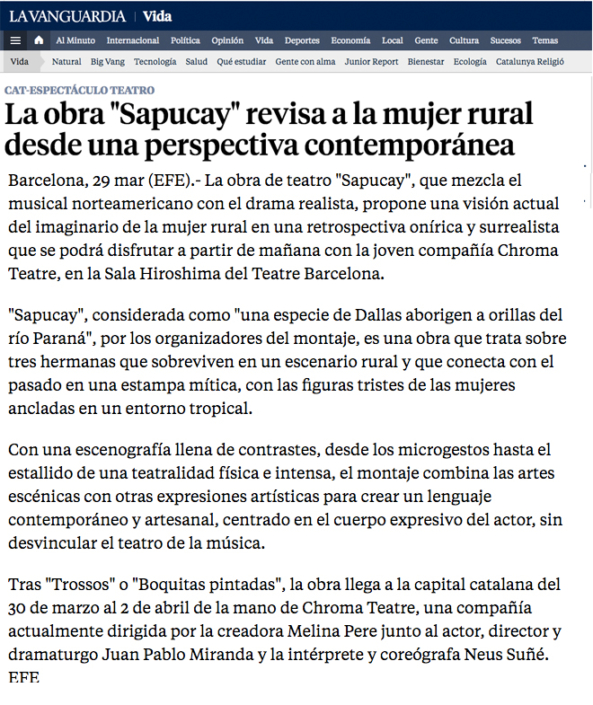 LA VANGUARDIA EFE Barcelona, 29 de marzo de 2016