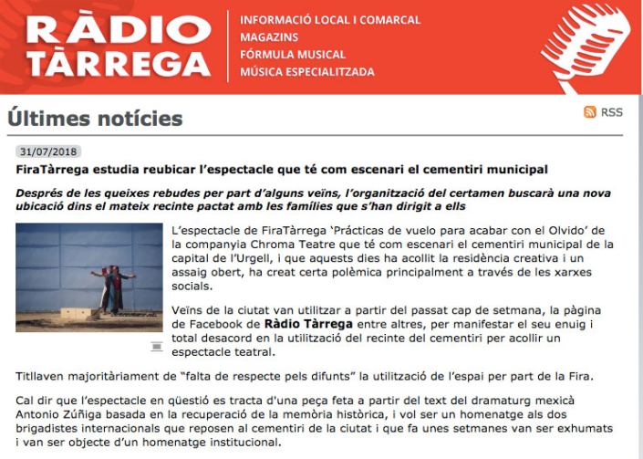 RADIO TÀRREGA Tàrrega, 31 de julio de 2018